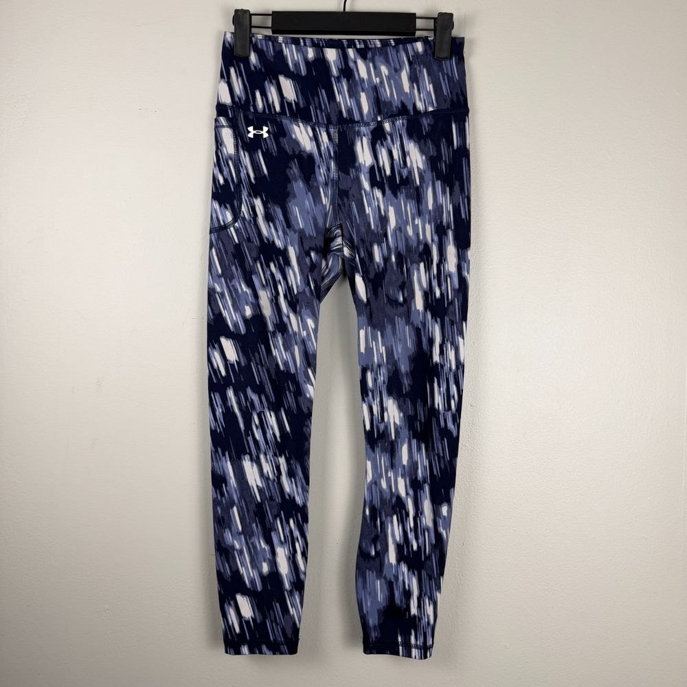 Under Armour Ankle Leggings Women's Small White Blue Purple Tie Dye Yoga Running